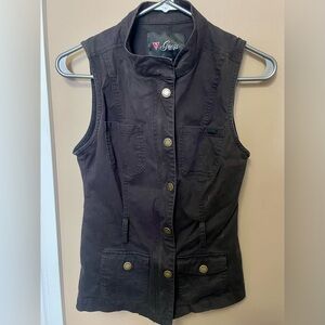Guess Women's Dark Vest with Gold Buttons
